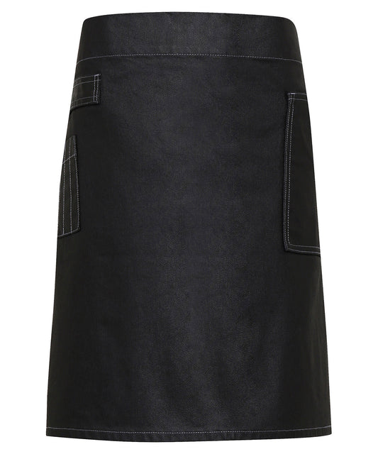 Premier PR135 Division waxed-look denim waist apron in Black Denim