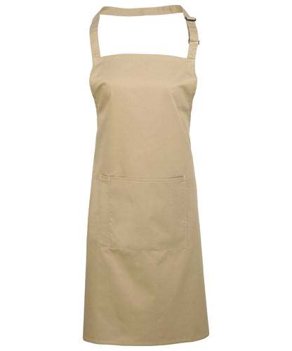 Premier PR154 Colours bib apron with pocket in Khaki