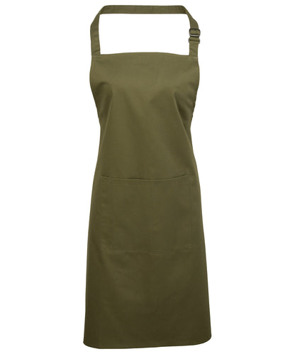 Premier PR154 Colours bib apron with pocket in Olive