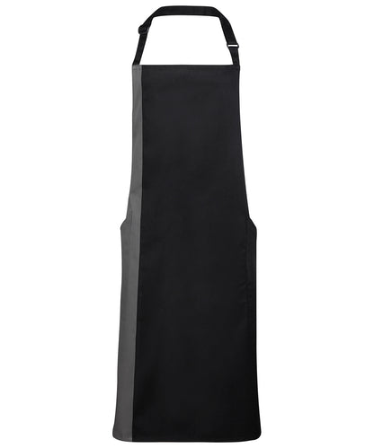 Premier PR162 Contrast bib apron in Black/Dark Grey
