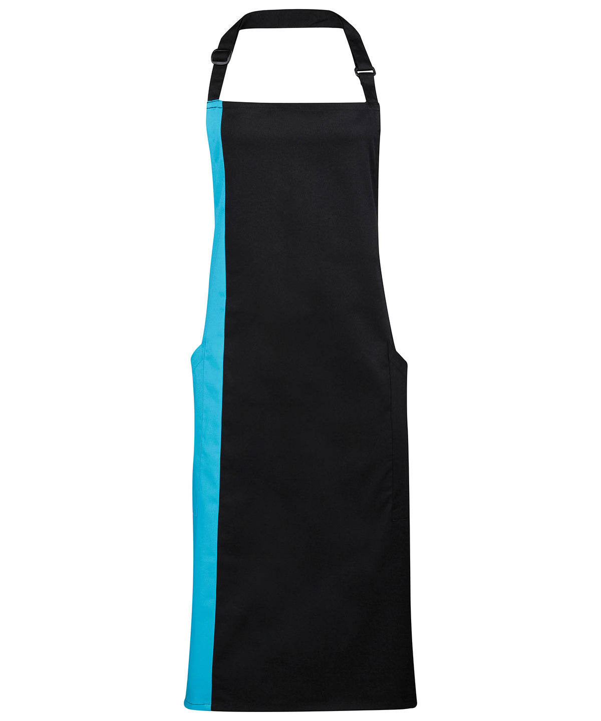 Premier PR162 Contrast bib apron in Black/Turquoise