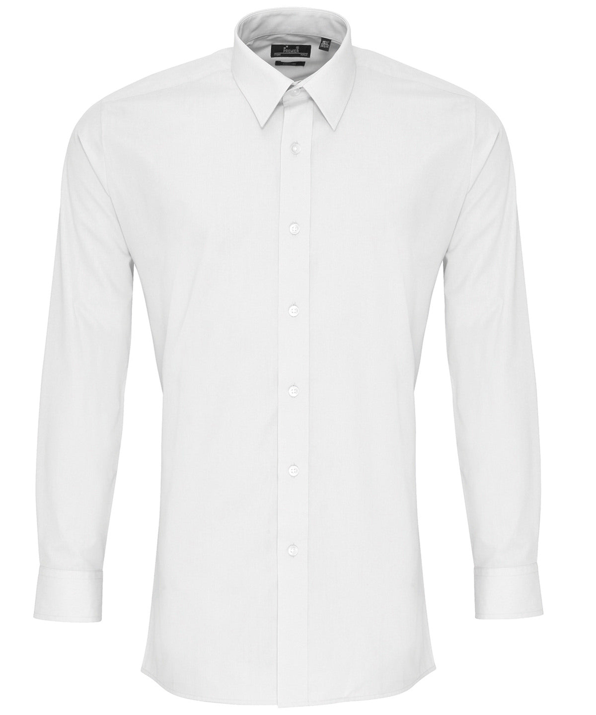 Premier PR204 Poplin fitted long sleeve shirt in White