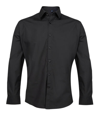 Premier PR207 Supreme poplin long sleeve shirt in Black
