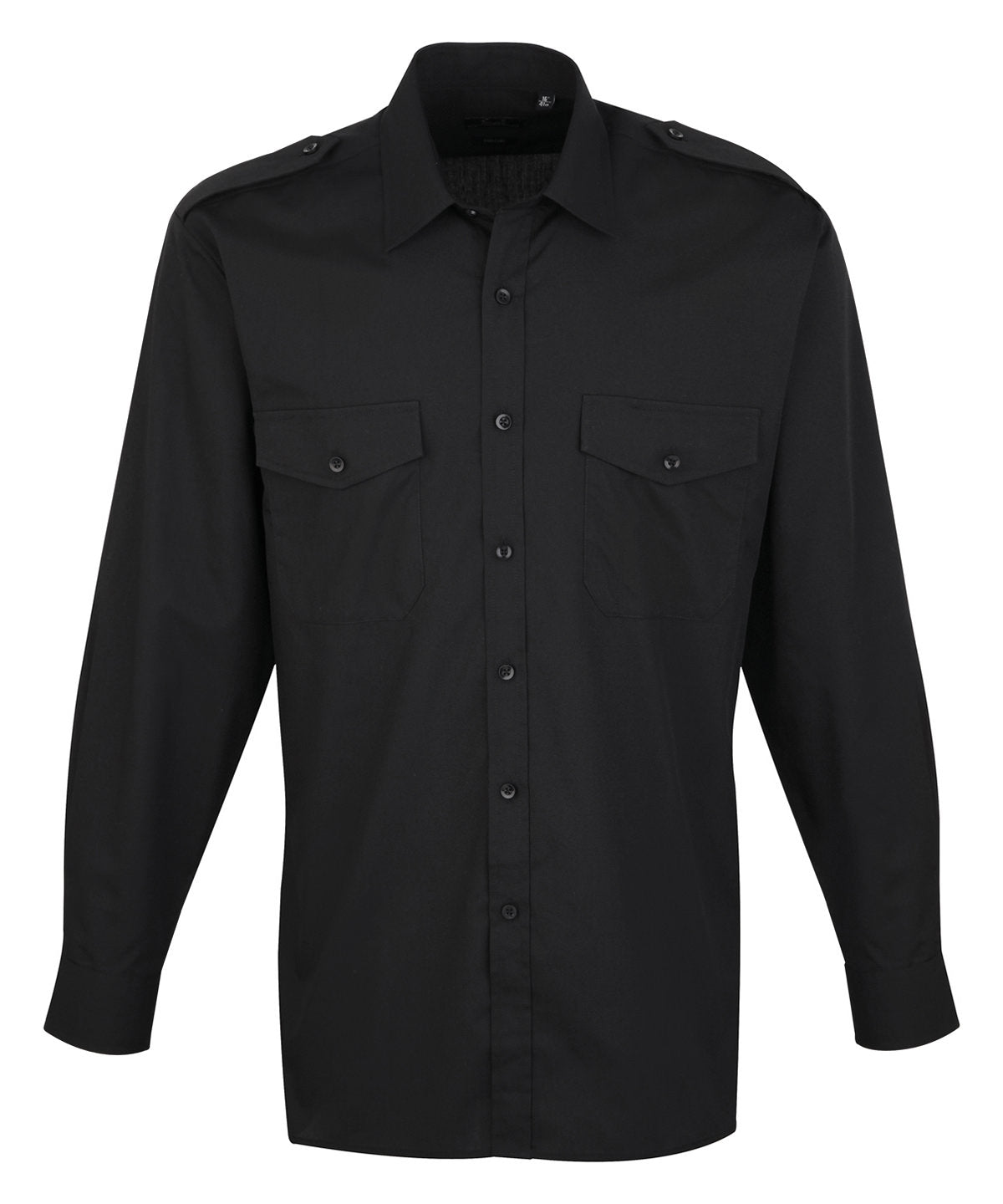 Premier PR210 Long sleeve pilot shirt in Black