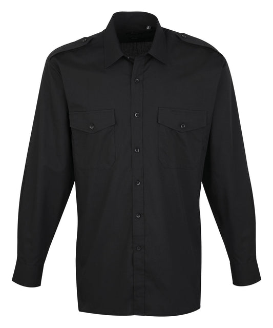 Premier PR210 Long sleeve pilot shirt in Black