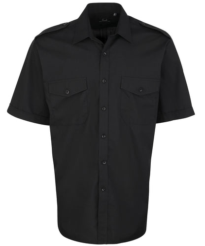 Premier PR212 Short sleeve pilot shirt in Black
