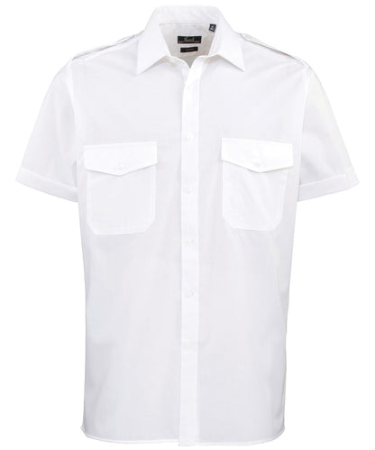 Premier PR212 Short sleeve pilot shirt in White