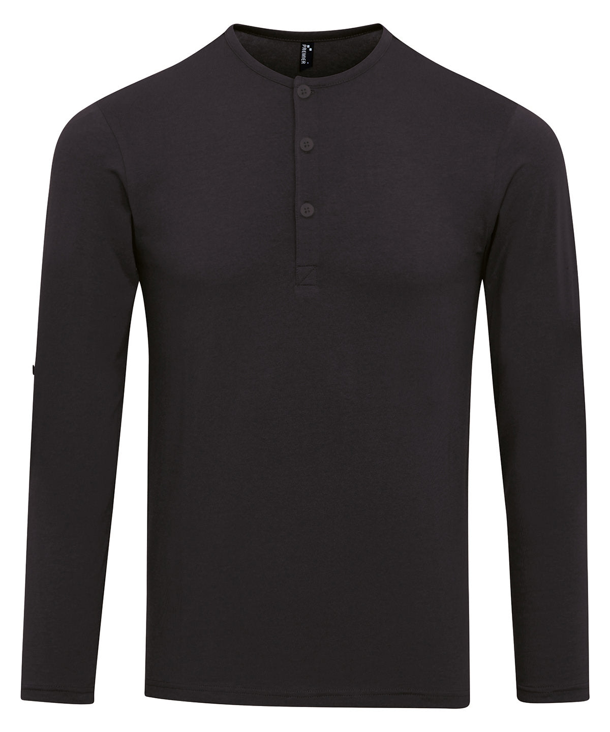 Premier PR218 Long John roll-sleeve tee in Black