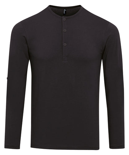 Premier PR218 Long John roll-sleeve tee in Black