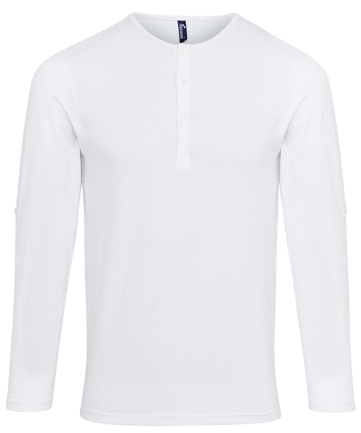 Premier PR218 Long John roll-sleeve tee in White
