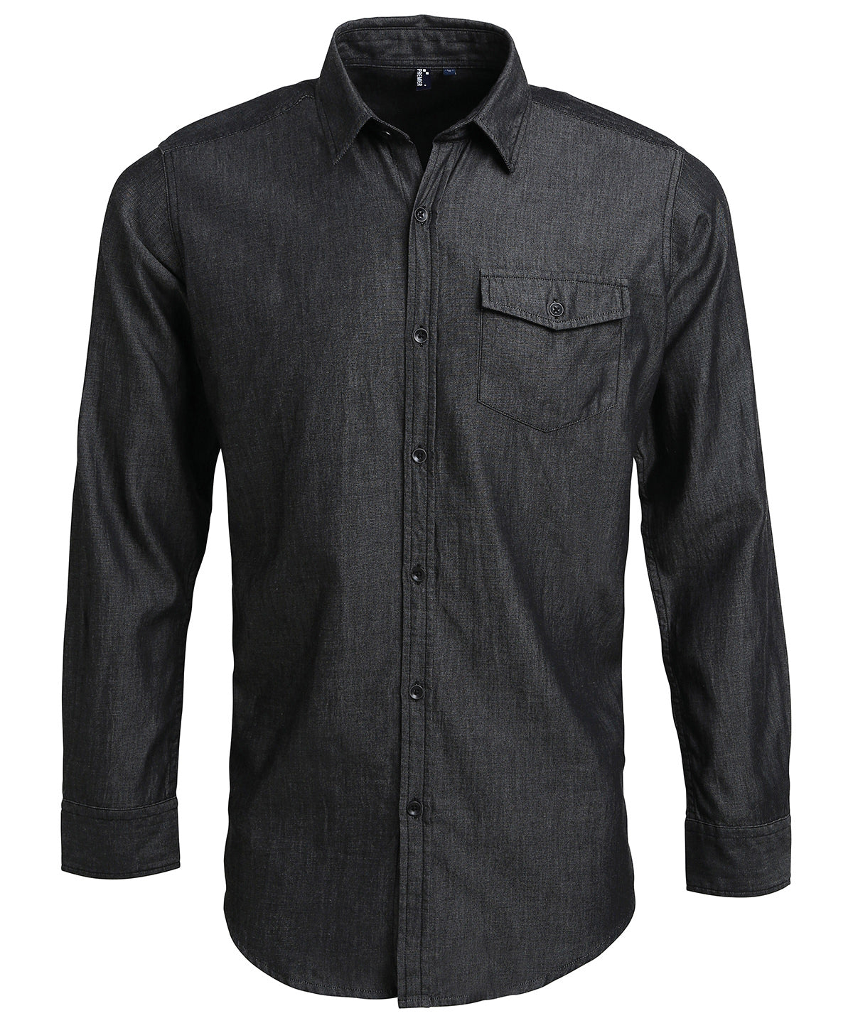 Premier PR222 Jeans stitch denim shirt in Black Denim
