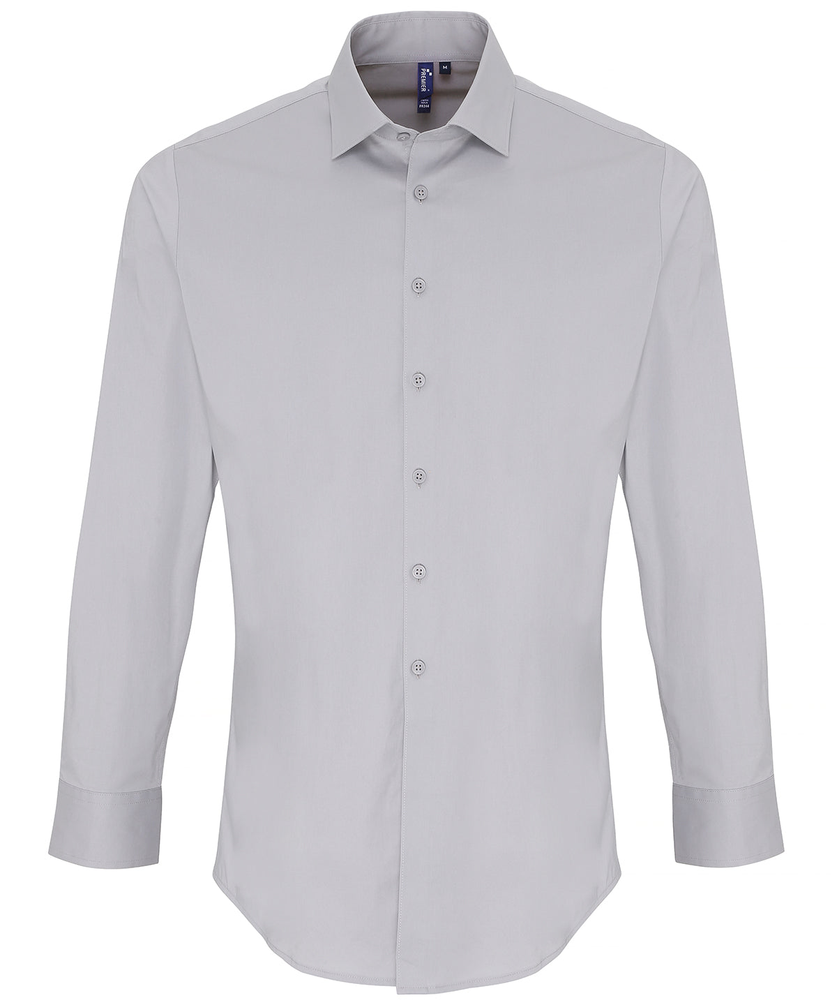 Premier PR244 Stretch fit cotton poplin long sleeve shirt in Silver