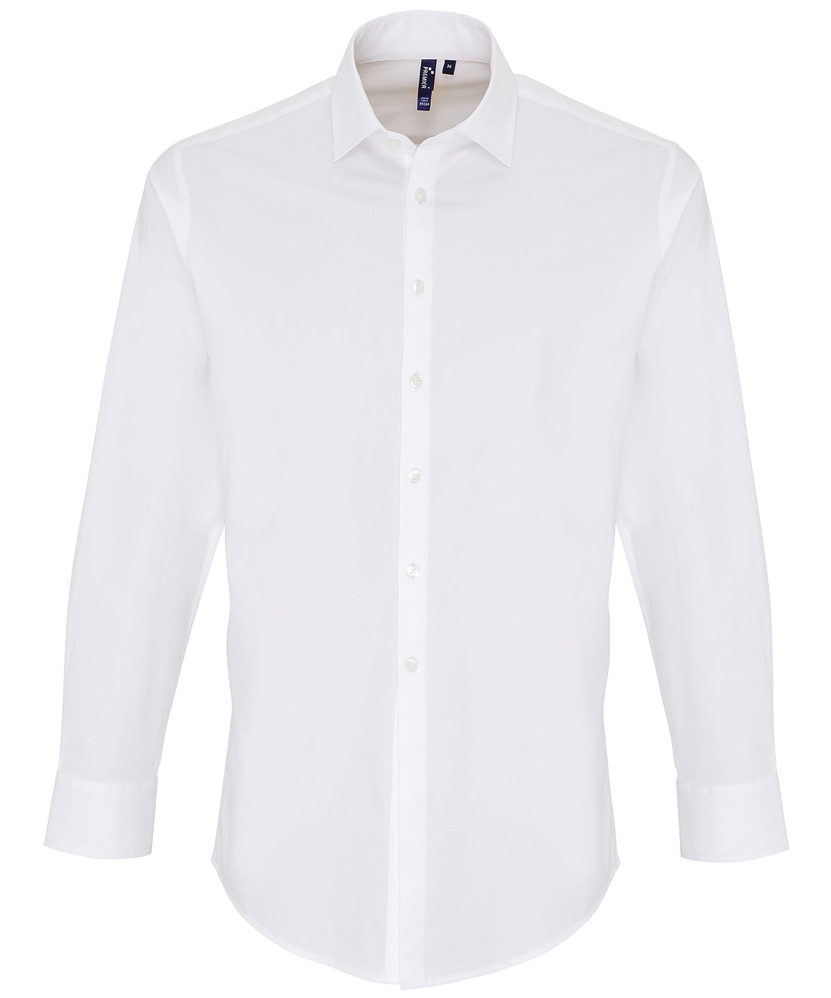 Premier PR244 Stretch fit cotton poplin long sleeve shirt in White