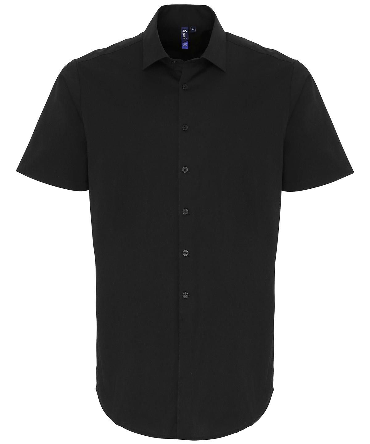 Premier PR246 Stretch fit cotton poplin short sleeve shirt in Black
