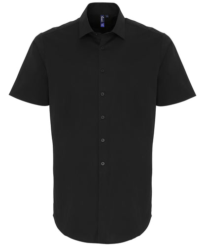 Premier PR246 Stretch fit cotton poplin short sleeve shirt in Black