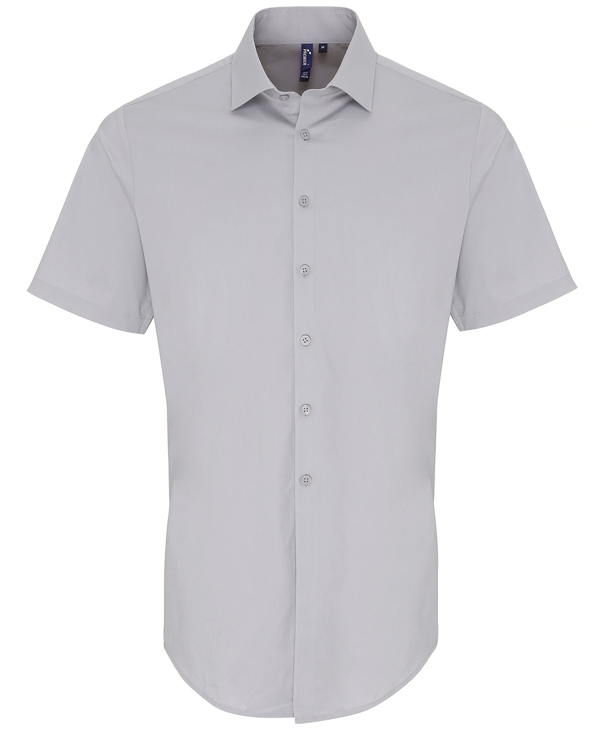 Premier PR246 Stretch fit cotton poplin short sleeve shirt in Silver