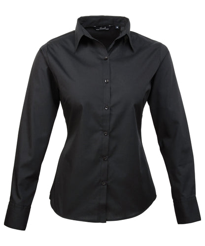 Premier PR300 Women's poplin long sleeve blouse in Black*