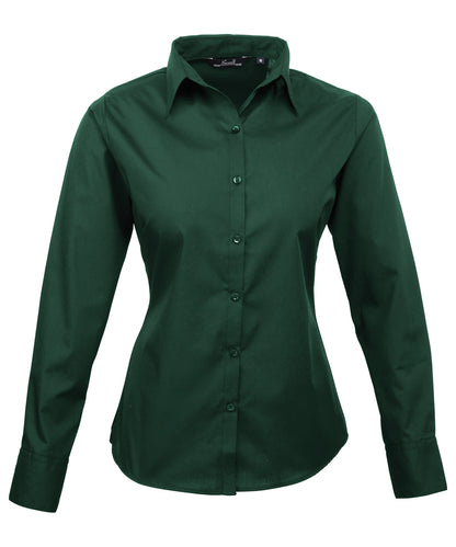 Premier PR300 Women's poplin long sleeve blouse in Bottle