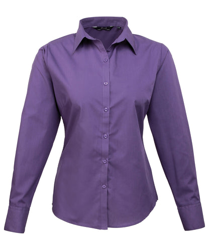 Premier PR300 Women's poplin long sleeve blouse in Purple*