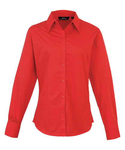 Premier PR300 Women's poplin long sleeve blouse in Red*