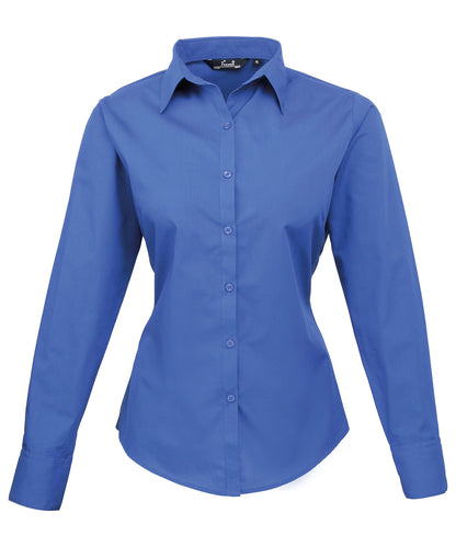 Premier PR300 Women's poplin long sleeve blouse in Royal*