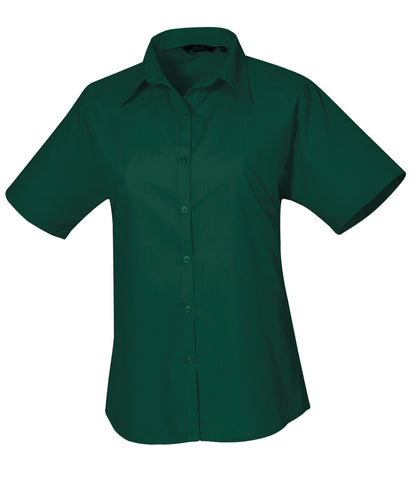Premier PR302 Women's short sleeve poplin blouse in Bottle