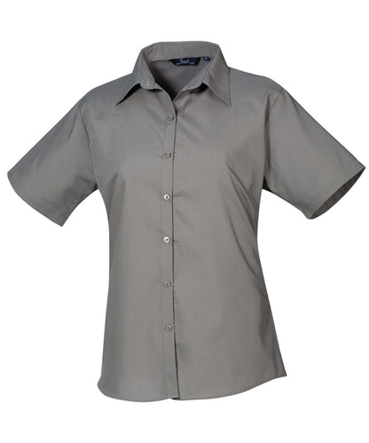 Premier PR302 Women's short sleeve poplin blouse in Dark Grey*