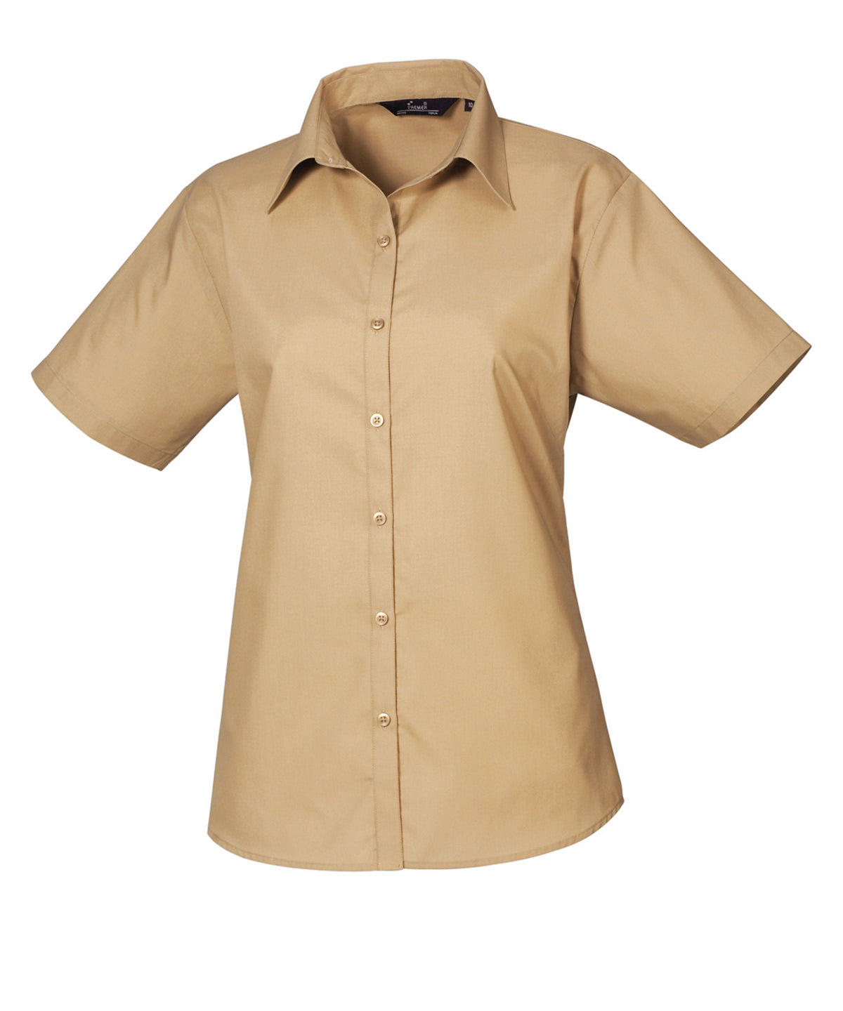 Premier PR302 Women's short sleeve poplin blouse in Khaki