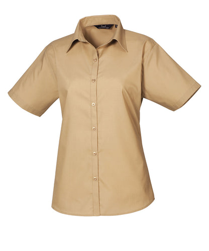 Premier PR302 Women's short sleeve poplin blouse in Khaki