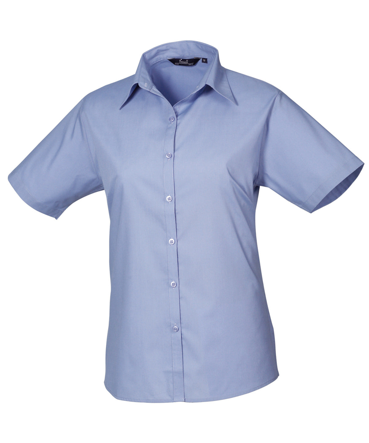 Premier PR302 Women's short sleeve poplin blouse in Mid Blue*