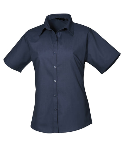 Premier PR302 Women's short sleeve poplin blouse in Navy*
