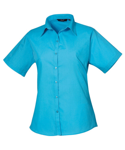 Premier PR302 Women's short sleeve poplin blouse in Turquoise*
