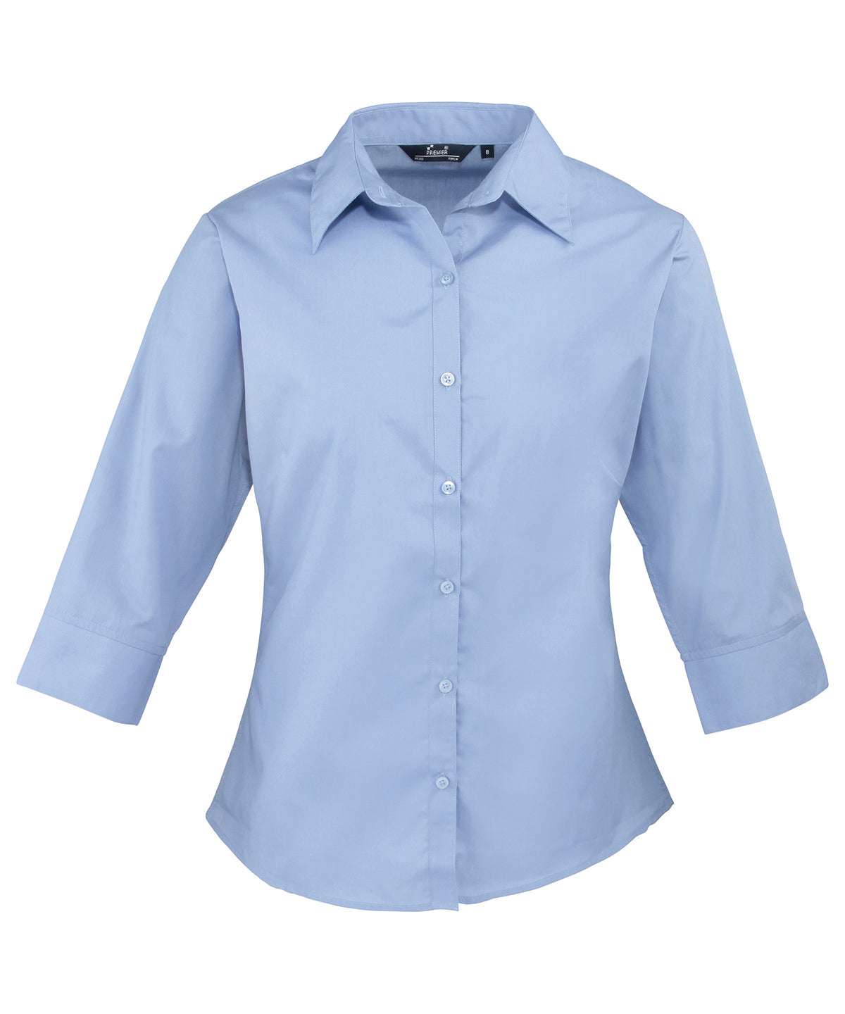 Premier PR305 Women's ¾ sleeve poplin blouse in Mid Blue