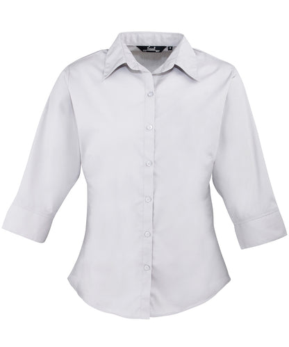 Premier PR305 Women's ¾ sleeve poplin blouse in Silver