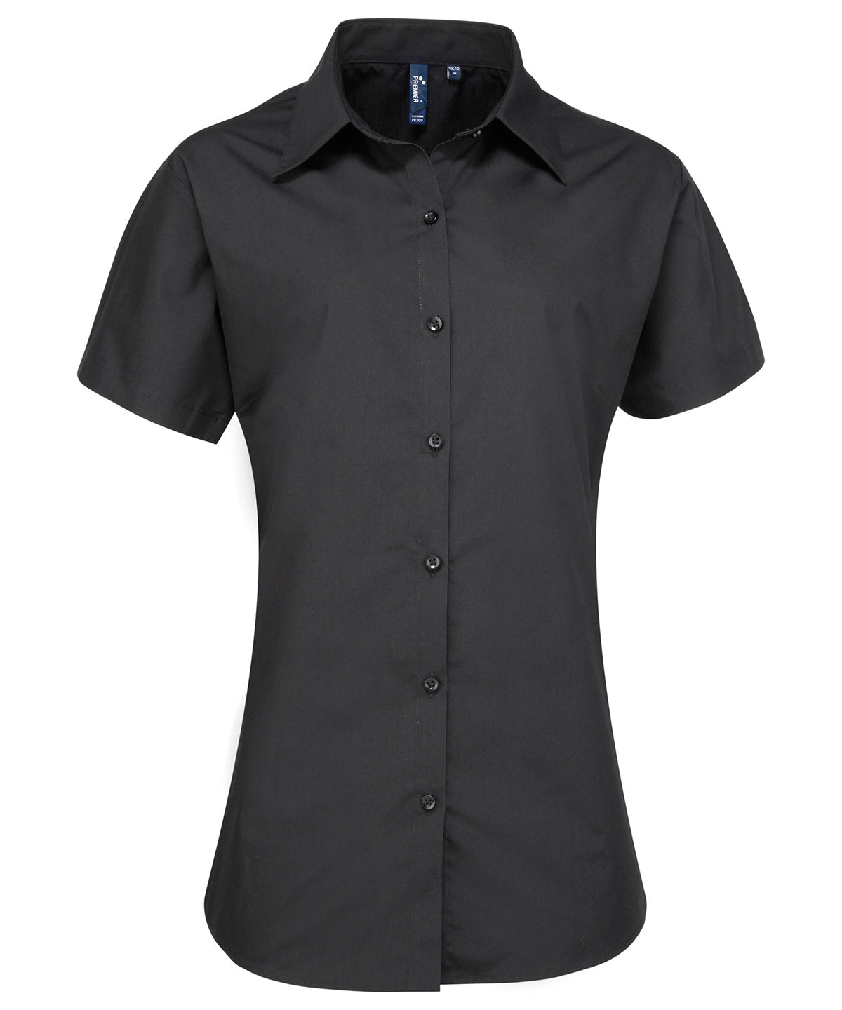Premier PR309 Women's supreme poplin short sleeve shirt in Black