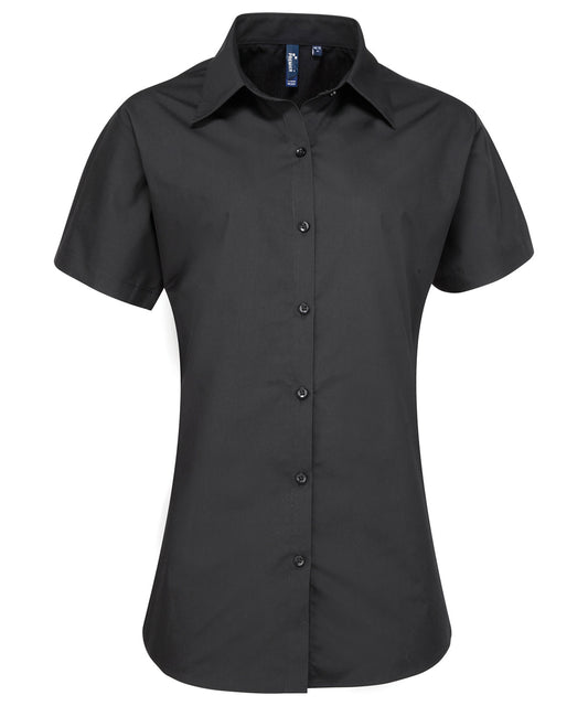 Premier PR309 Women's supreme poplin short sleeve shirt in Black