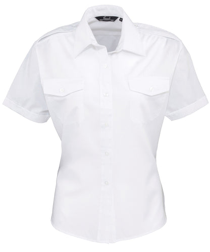 Premier PR312 Women's short sleeve pilot blouse in White