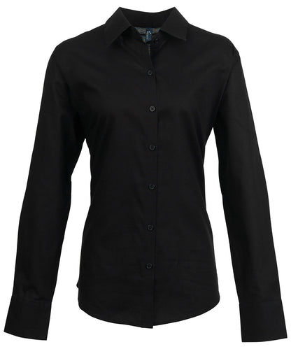 Premier PR334 Women's signature Oxford long sleeve shirt in Black