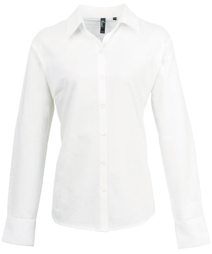 Premier PR334 Women's signature Oxford long sleeve shirt in White