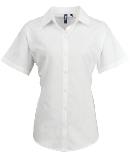 Premier PR336 Women's signature Oxford short sleeve shirt in White