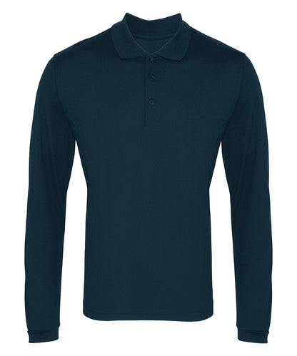 Premier PR617 Long sleeve Coolchecker® piqué polo in Navy