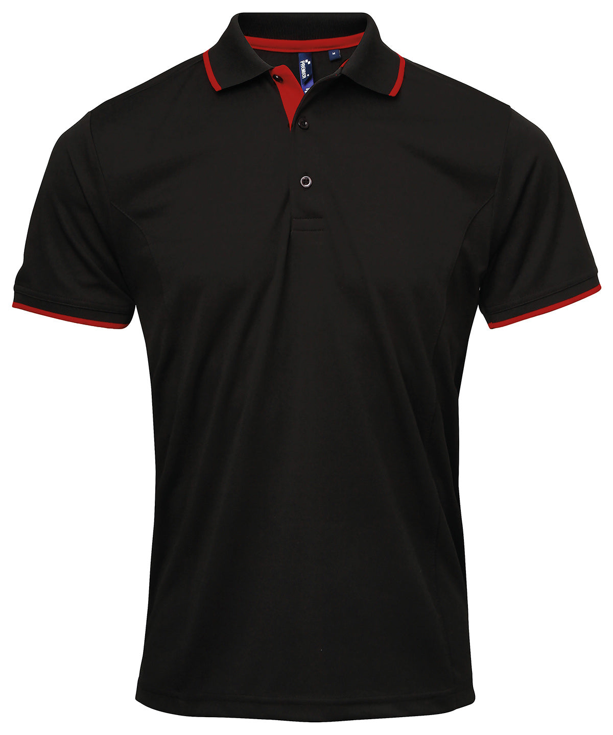 Premier PR618 Contrast Coolchecker® polo in Black/Red