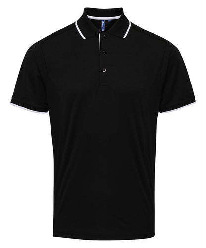 Premier PR618 Contrast Coolchecker® polo in Black/White
