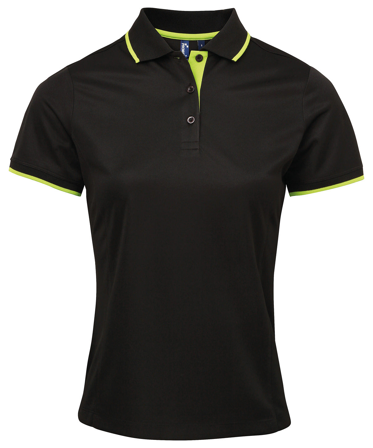 Premier PR619 Women's contrast Coolchecker® polo in Black/Lime