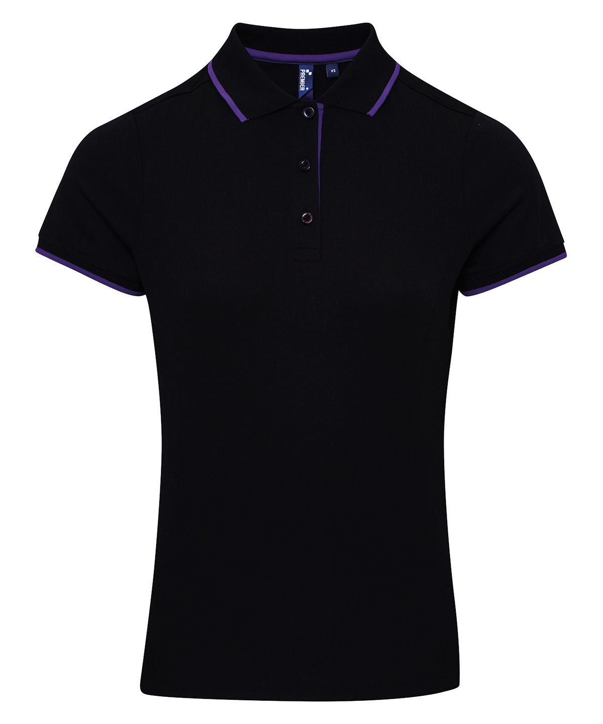 Premier PR619 Women's contrast Coolchecker® polo in Black/Purple