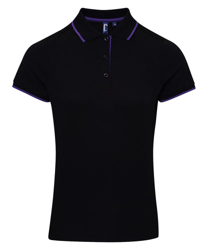 Premier PR619 Women's contrast Coolchecker® polo in Black/Purple