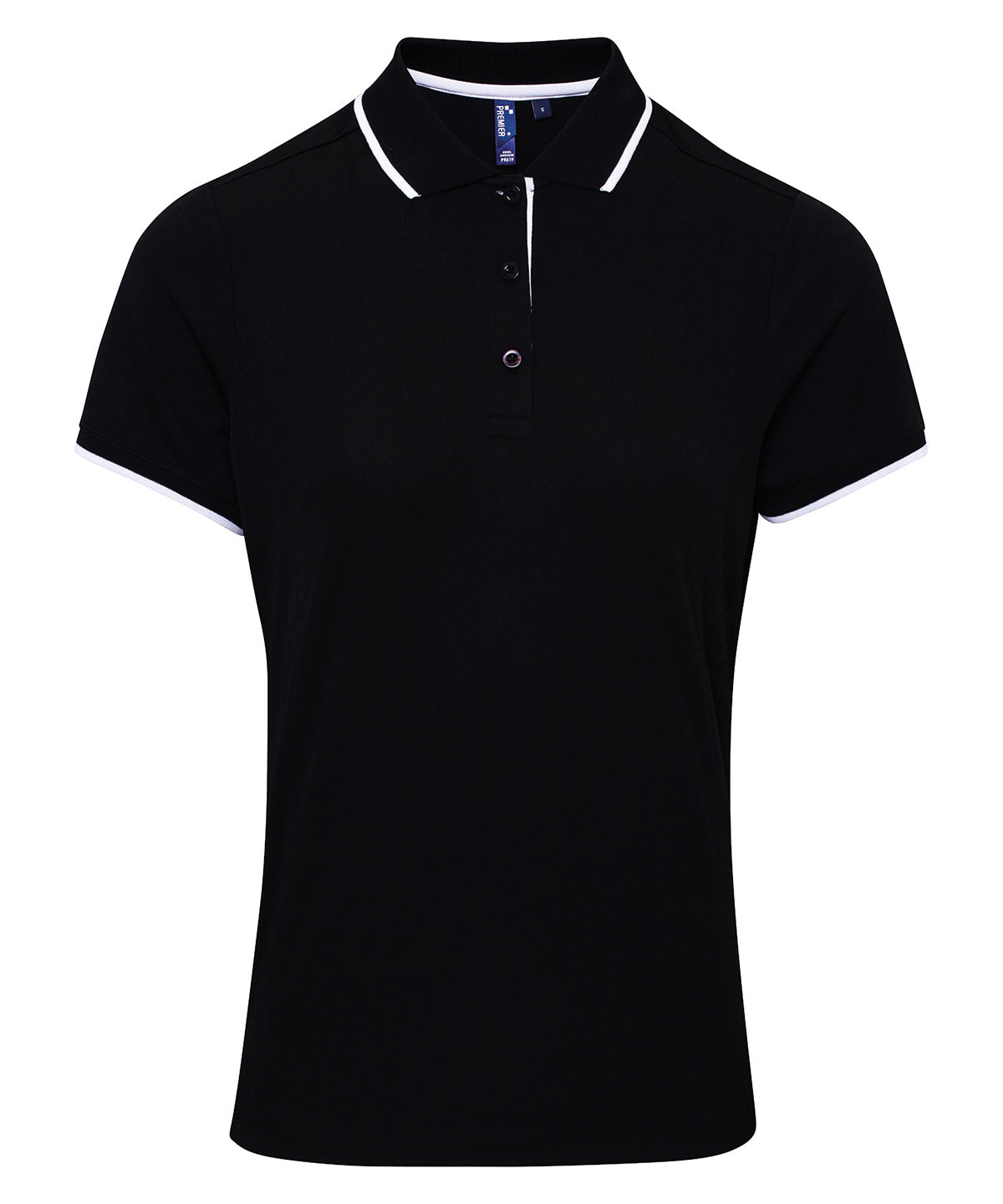 Premier PR619 Women's contrast Coolchecker® polo in Black/White