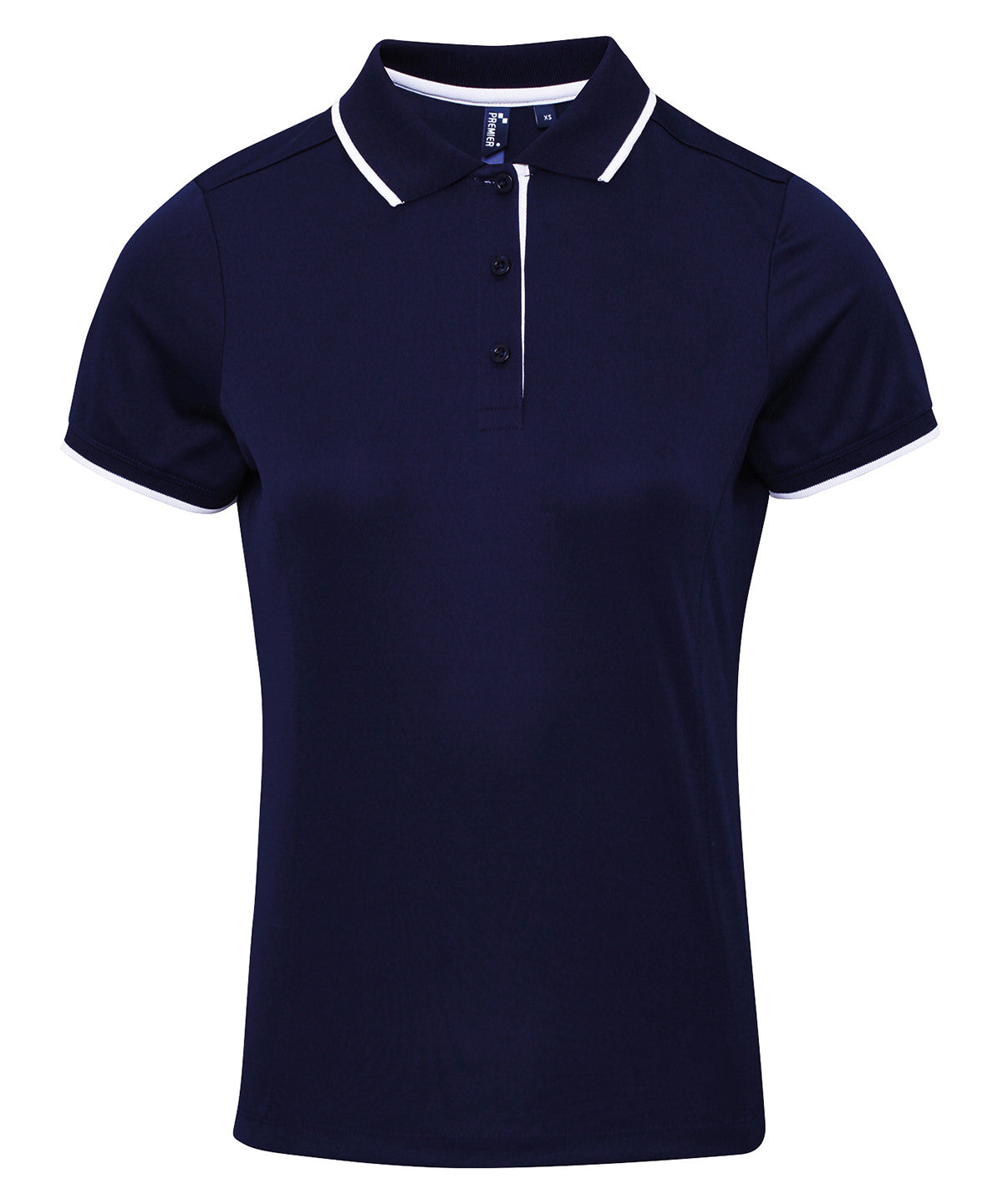 Premier PR619 Women's contrast Coolchecker® polo in Navy/White