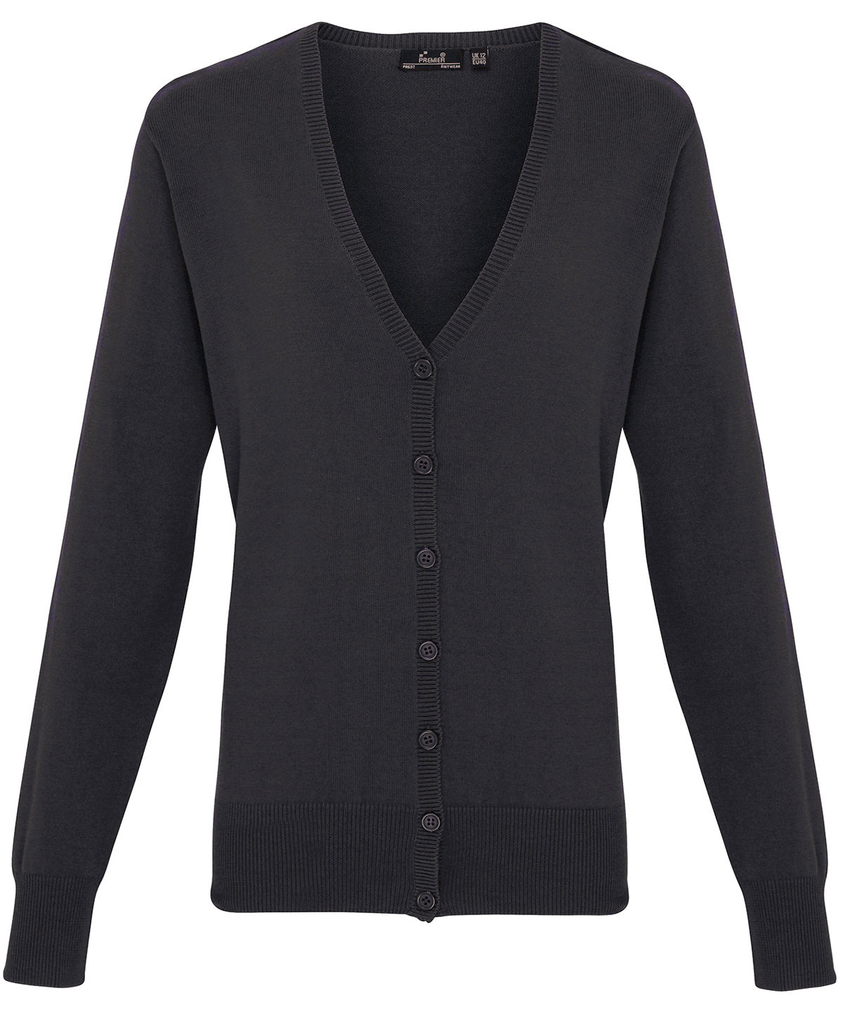Premier PR697 Women's button-through knitted cardigan in Charcoal