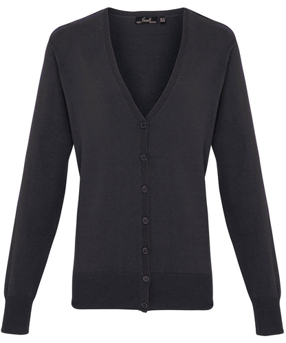 Premier PR697 Women's button-through knitted cardigan in Charcoal